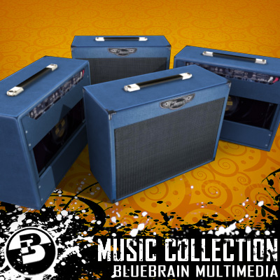 3D Model of Game-ready low polygon collection of electric guitar amplifiers - 3D Render 3